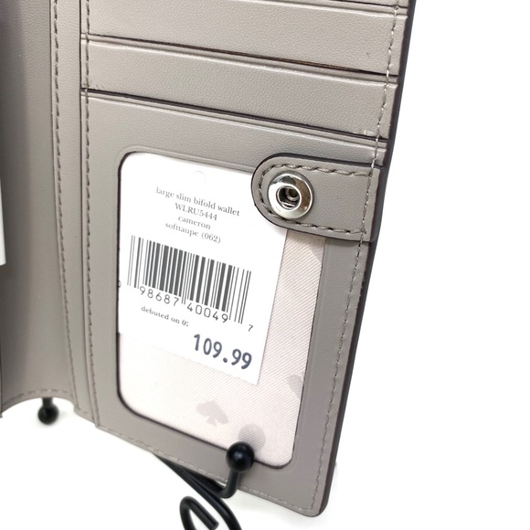 Kate♠️Spade Large Slim Bifolder Wallet Camero Grey - Picture 4 of 6